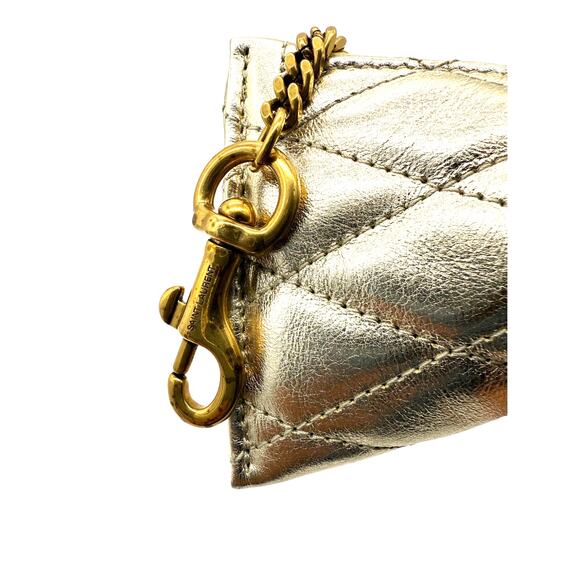 Saint Laurent Berlingo YSL Quilted Metallic Bag Charm*Brand-New w/Dustbag! Gold - Picture 11 of 11